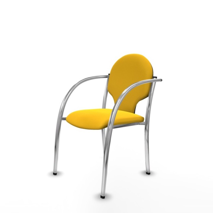 Pack 2 sillas Hellín chasis 4 patas cromo similpiel amarillo