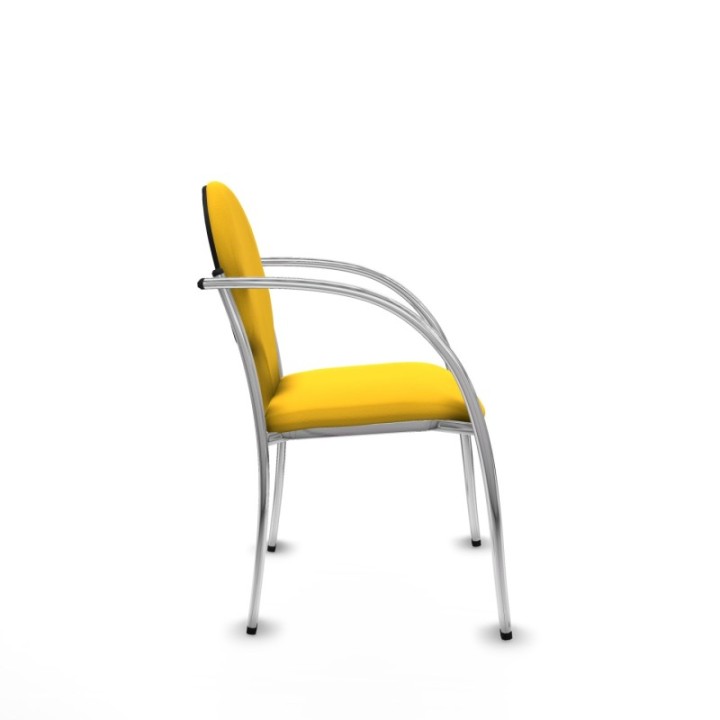 Pack 2 sillas Hellín chasis 4 patas cromo similpiel amarillo