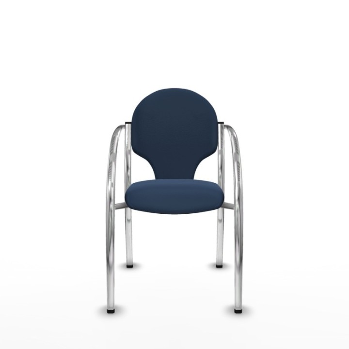 Pack 2 sillas Hellín chasis 4 patas cromo similpiel azul marino