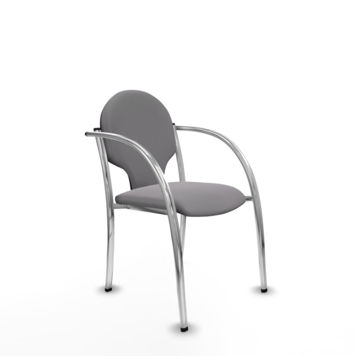 Pack 2 sillas Hellín chasis 4 patas cromo similpiel gris