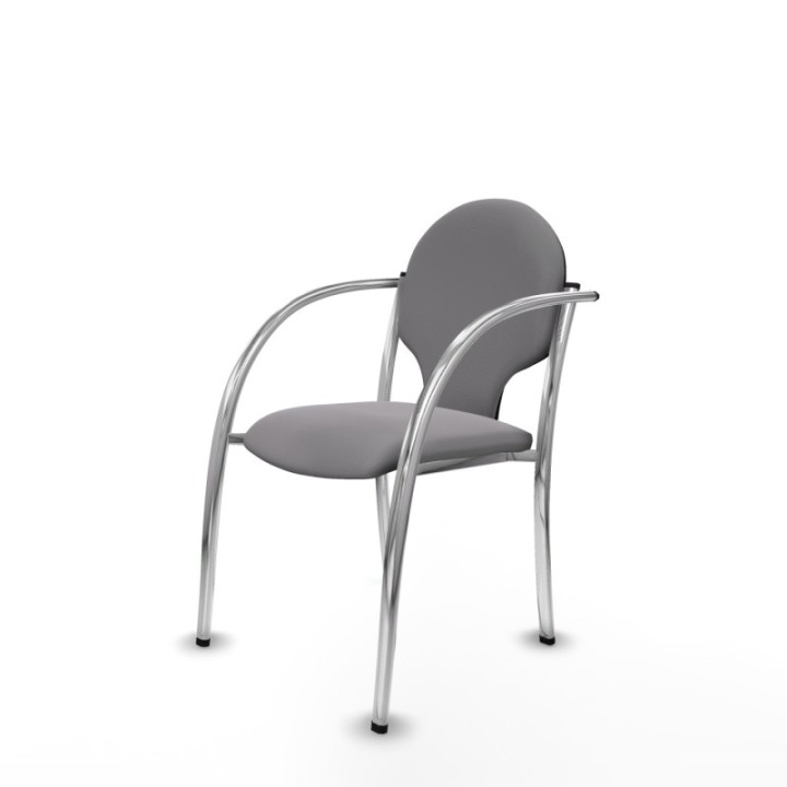 Pack 2 sillas Hellín chasis 4 patas cromo similpiel gris