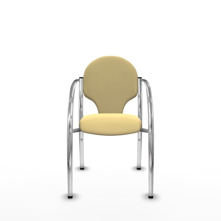 Pack 2 sillas Hellín chasis 4 patas cromo similpiel crema