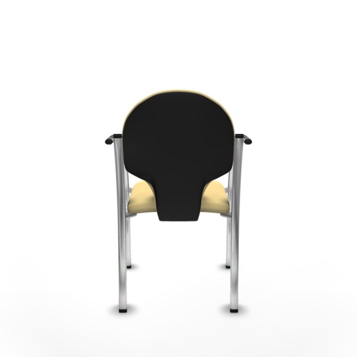 Pack 2 sillas Hellín chasis 4 patas cromo similpiel crema