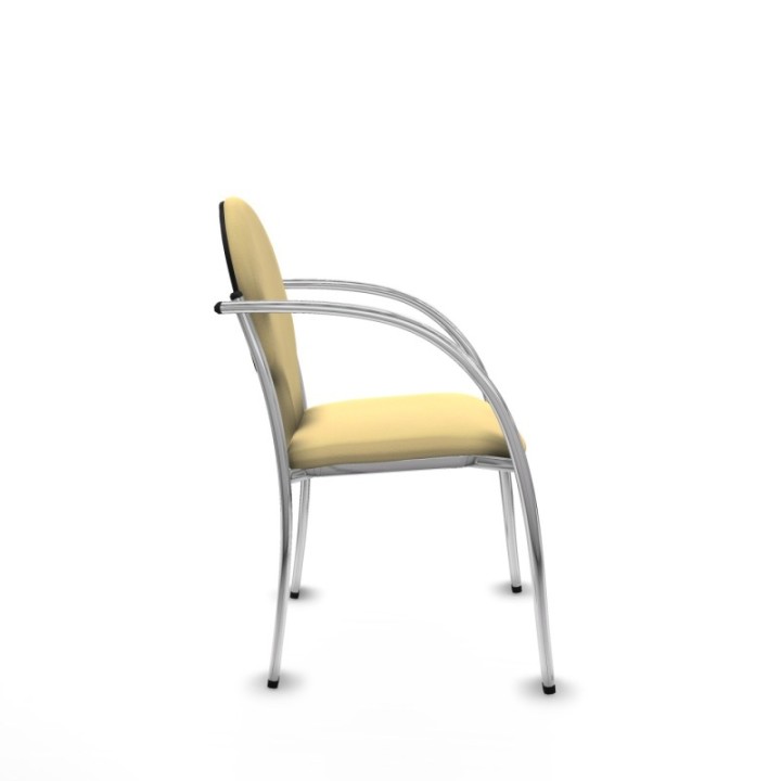 Pack 2 sillas Hellín chasis 4 patas cromo similpiel crema