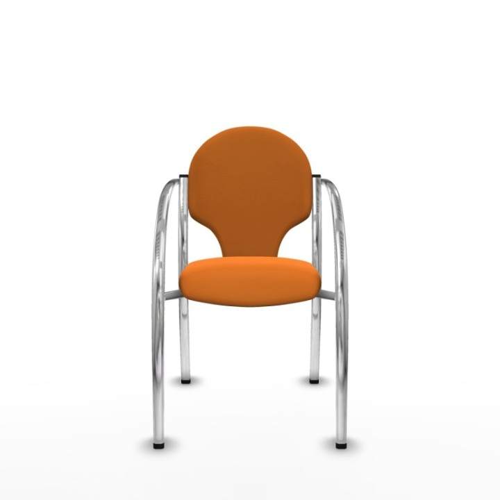 Pack 2 sillas Hellín chasis 4 patas cromo similpiel naranja