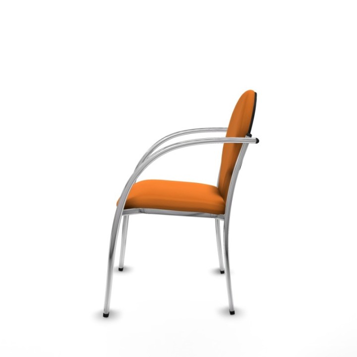 Pack 2 sillas Hellín chasis 4 patas cromo similpiel naranja