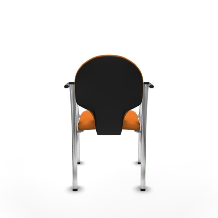 Pack 2 sillas Hellín chasis 4 patas cromo similpiel naranja