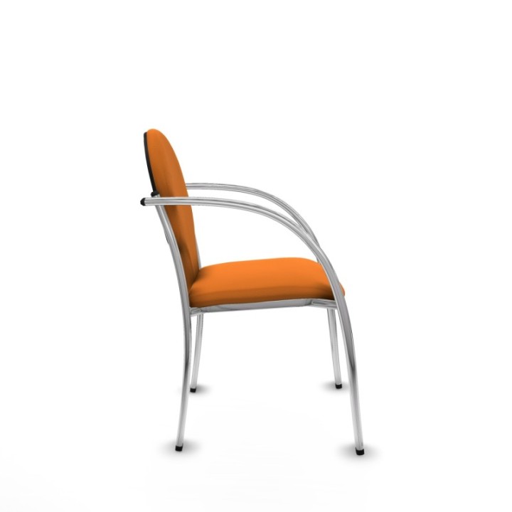 Pack 2 sillas Hellín chasis 4 patas cromo similpiel naranja