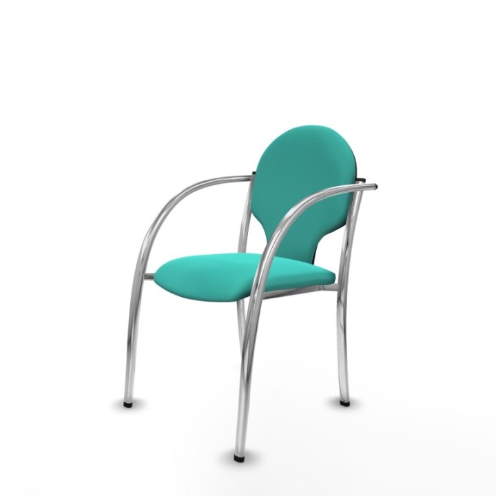 Pack 2 sillas Hellín chasis 4 patas cromo similpiel turquesa