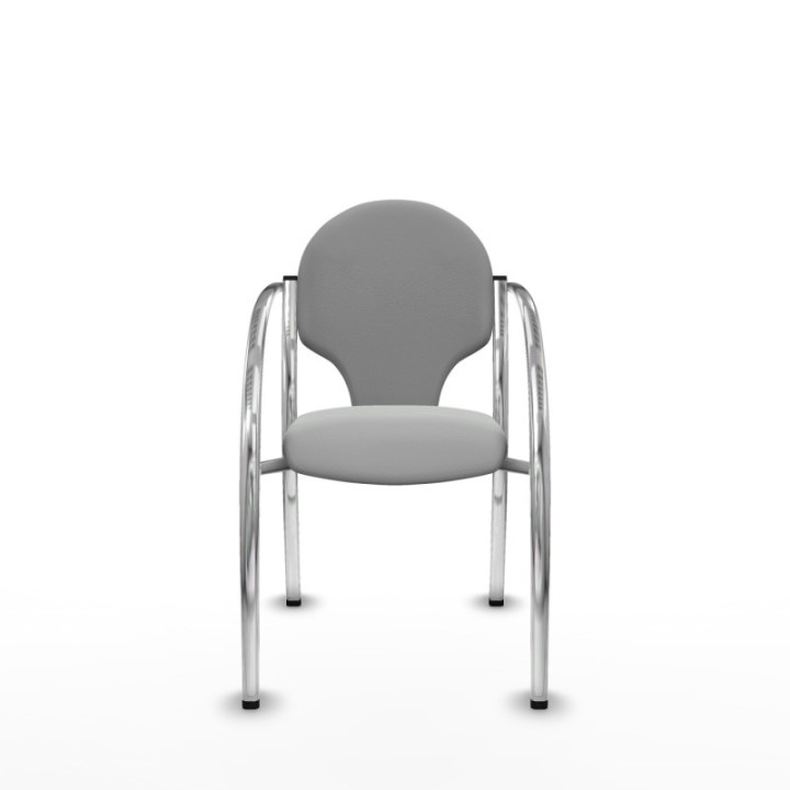 Pack 2 sillas Hellín chasis 4 patas cromo similpiel gris claro