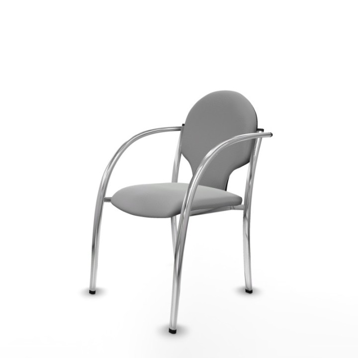 Pack 2 sillas Hellín chasis 4 patas cromo similpiel gris claro