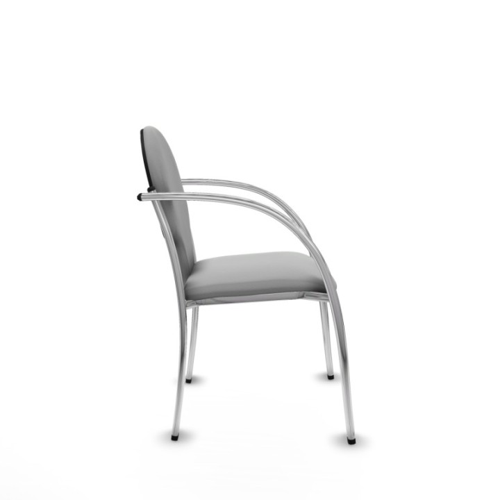 Pack 2 sillas Hellín chasis 4 patas cromo similpiel gris claro