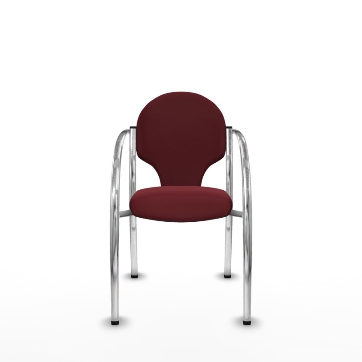 Pack 2 sillas Hellín chasis 4 patas cromo similpiel granate