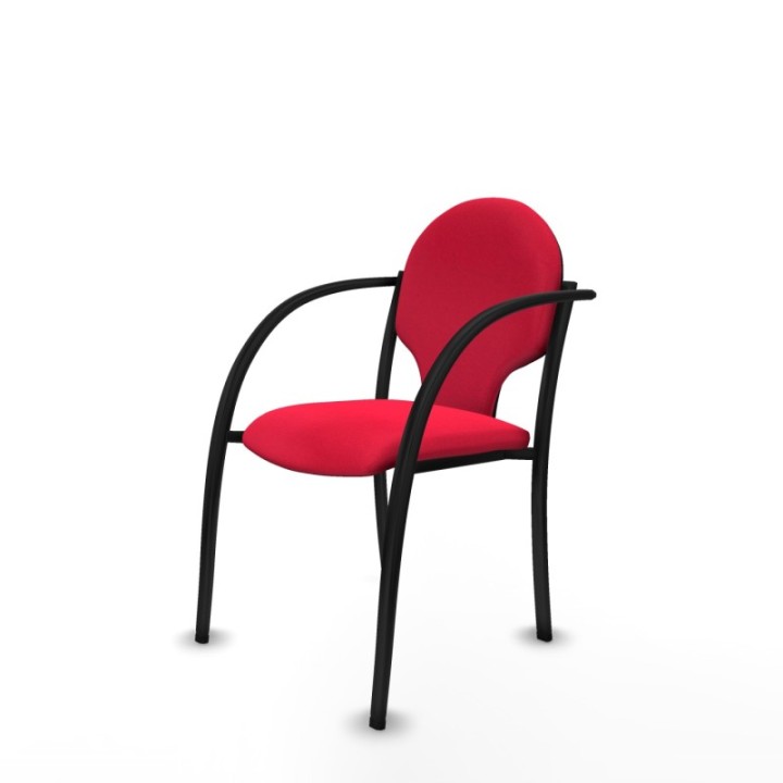 Pack 2 sillas Hellín chasis 4 patas negro bali rojo