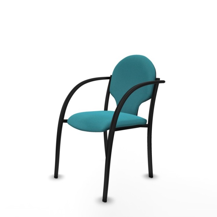 Pack 2 sillas Hellín chasis 4 patas negro bali turquesa