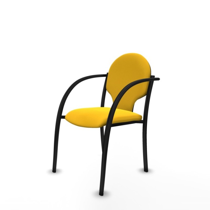 Pack 2 sillas Hellín chasis 4 patas negro similpiel amarillo