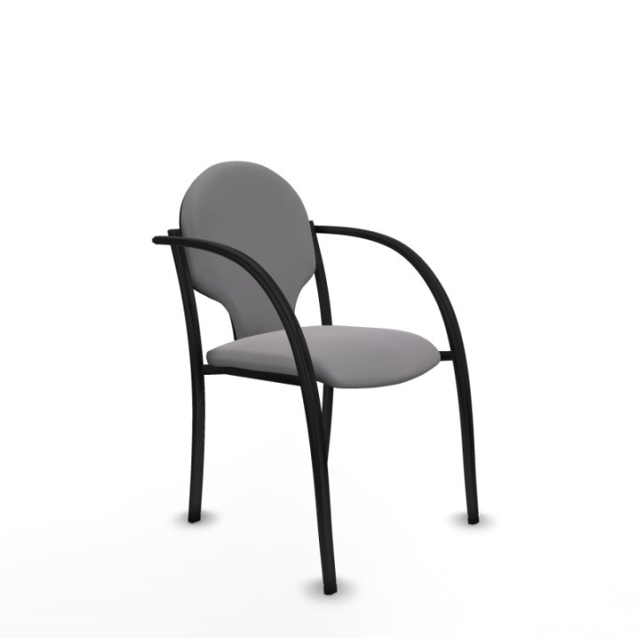 Pack 2 sillas Hellín chasis 4 patas negro similpiel gris