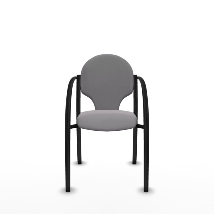 Pack 2 sillas Hellín chasis 4 patas negro similpiel gris