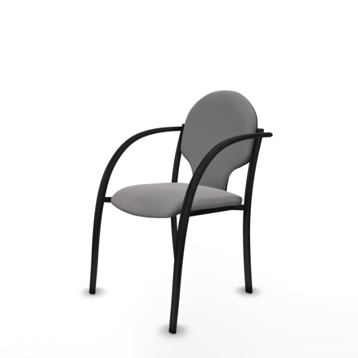 Pack 2 sillas Hellín chasis 4 patas negro similpiel gris