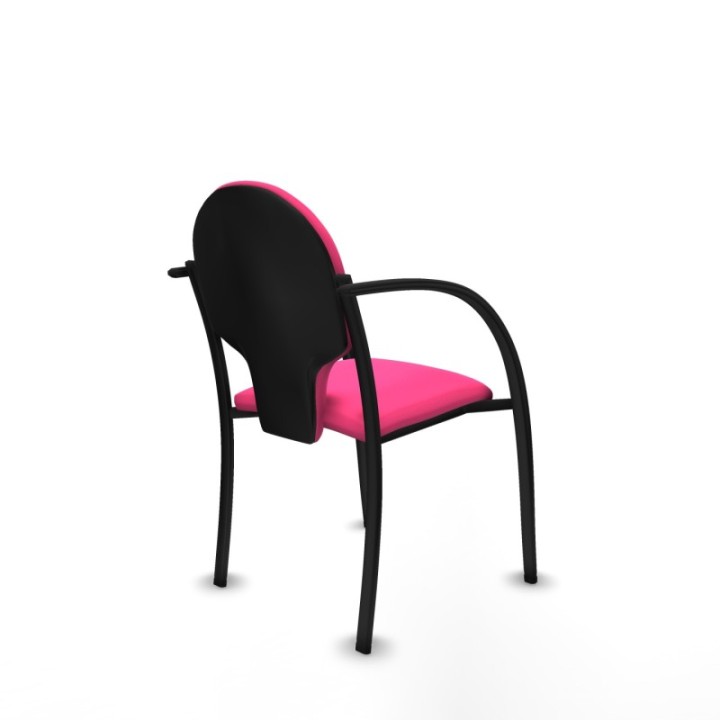 Pack 2 sillas Hellín chasis 4 patas negro similpiel rosa