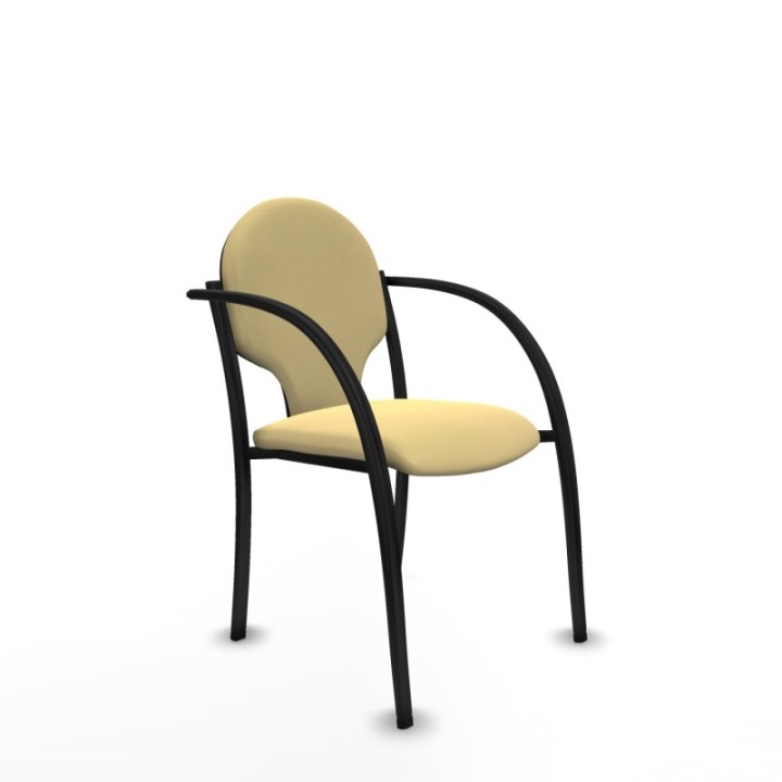 Pack 2 sillas Hellín chasis 4 patas negro similpiel crema