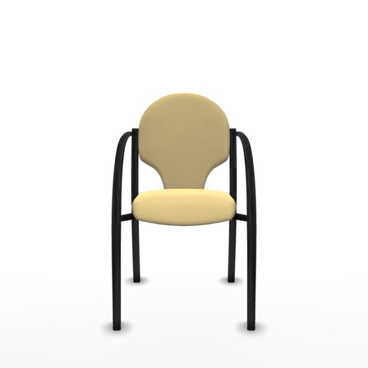 Pack 2 sillas Hellín chasis 4 patas negro similpiel crema