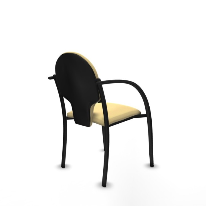 Pack 2 sillas Hellín chasis 4 patas negro similpiel crema