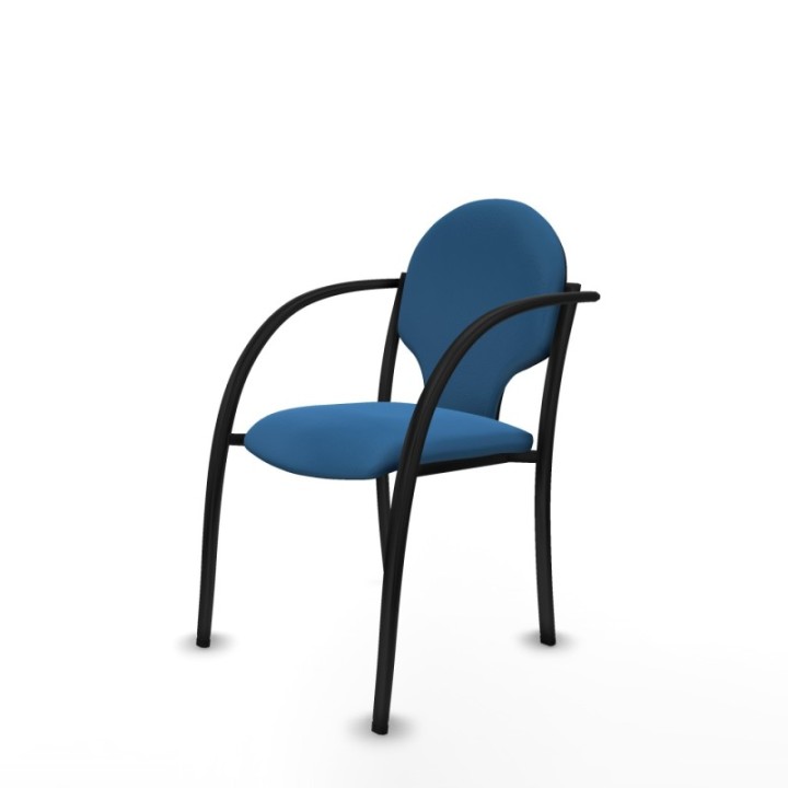 Pack 2 sillas Hellín chasis 4 patas negro similpiel azul claro