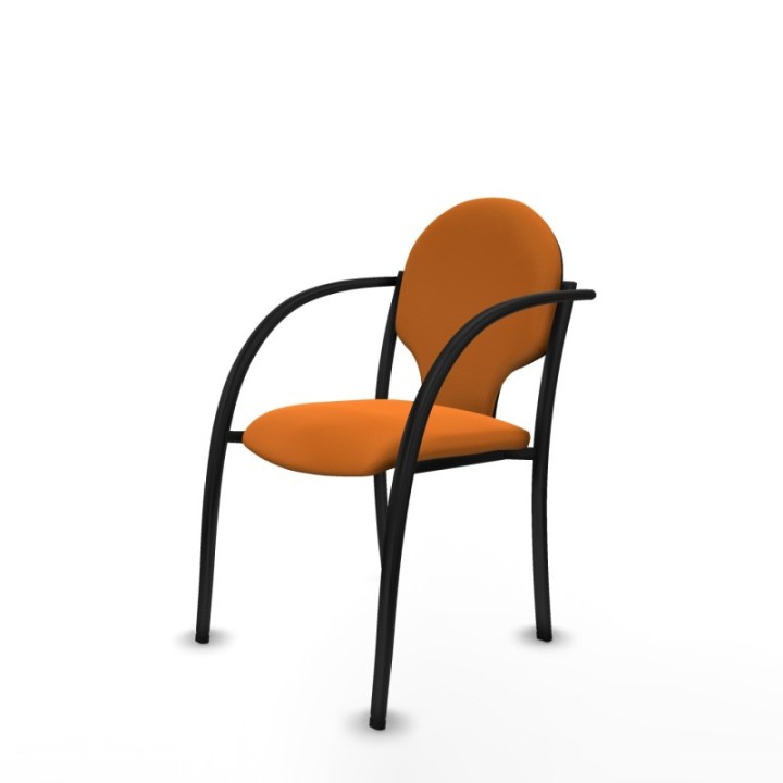 Pack 2 sillas Hellín chasis 4 patas negro similpiel naranja