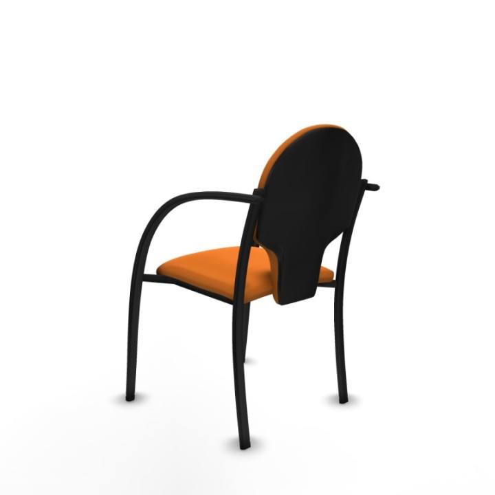 Pack 2 sillas Hellín chasis 4 patas negro similpiel naranja