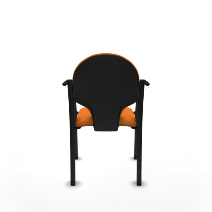 Pack 2 sillas Hellín chasis 4 patas negro similpiel naranja