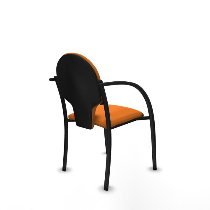 Pack 2 sillas Hellín chasis 4 patas negro similpiel naranja