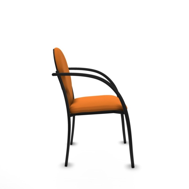 Pack 2 sillas Hellín chasis 4 patas negro similpiel naranja