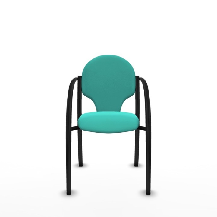 Pack 2 sillas Hellín chasis 4 patas negro similpiel turquesa