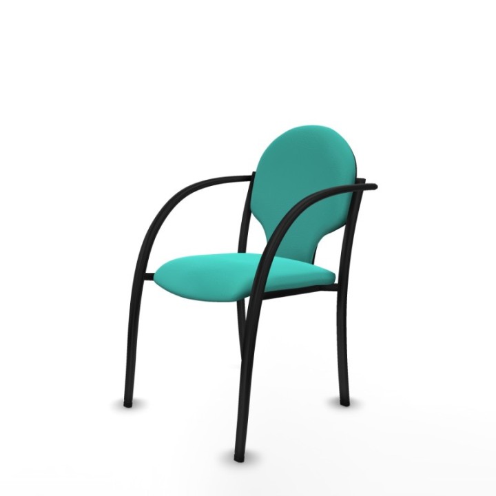 Pack 2 sillas Hellín chasis 4 patas negro similpiel turquesa