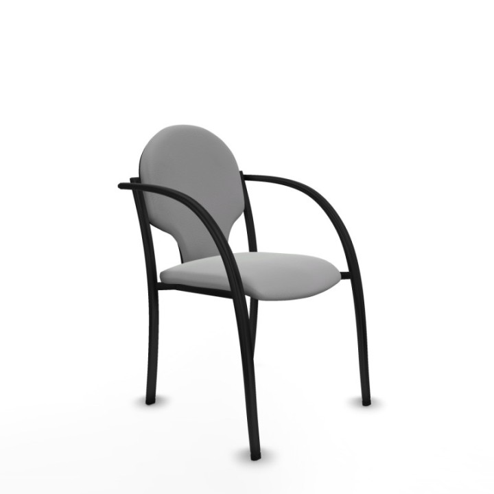 Pack 2 sillas Hellín chasis 4 patas negro similpiel gris claro