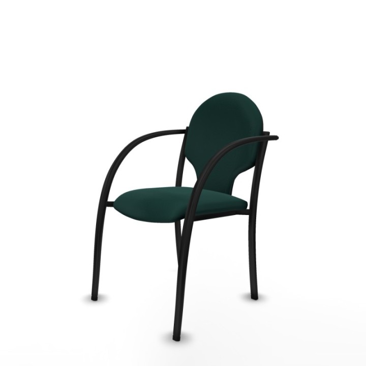 Pack 2 sillas Hellín chasis 4 patas negro similpiel verde botella