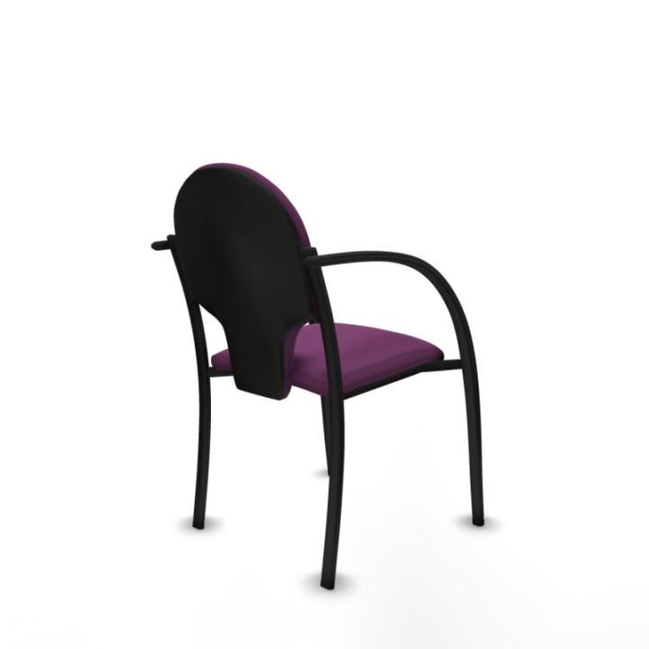 Pack 2 sillas Hellín chasis 4 patas negro similpiel morado