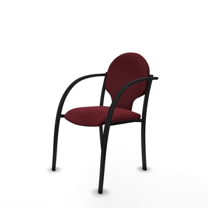 Pack 2 sillas Hellín chasis 4 patas negro similpiel granate