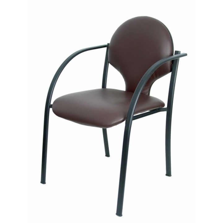 Pack 2 sillas Hellin chasis negro similpiel marrón oscuro