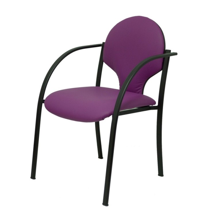 Pack 2 sillas Hellin chasis negro similpiel morado