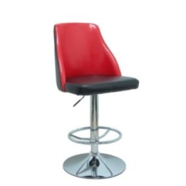 Pack de 2 taburetes Val simipiel rojo y negro con peana cromada