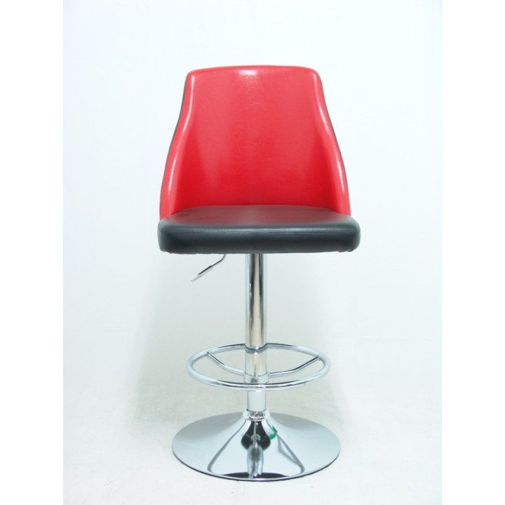 Pack de 2 taburetes Val simipiel rojo y negro con peana cromada