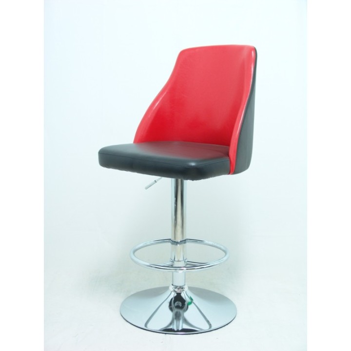 Pack de 2 taburetes Val simipiel rojo y negro con peana cromada