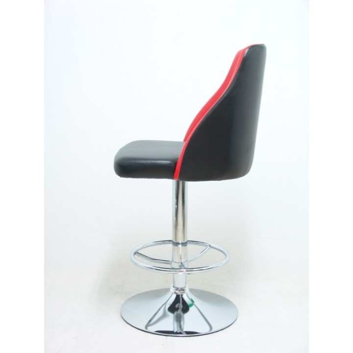 Pack de 2 taburetes Val simipiel rojo y negro con peana cromada