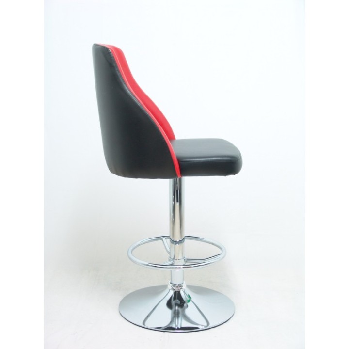 Pack de 2 taburetes Val simipiel rojo y negro con peana cromada