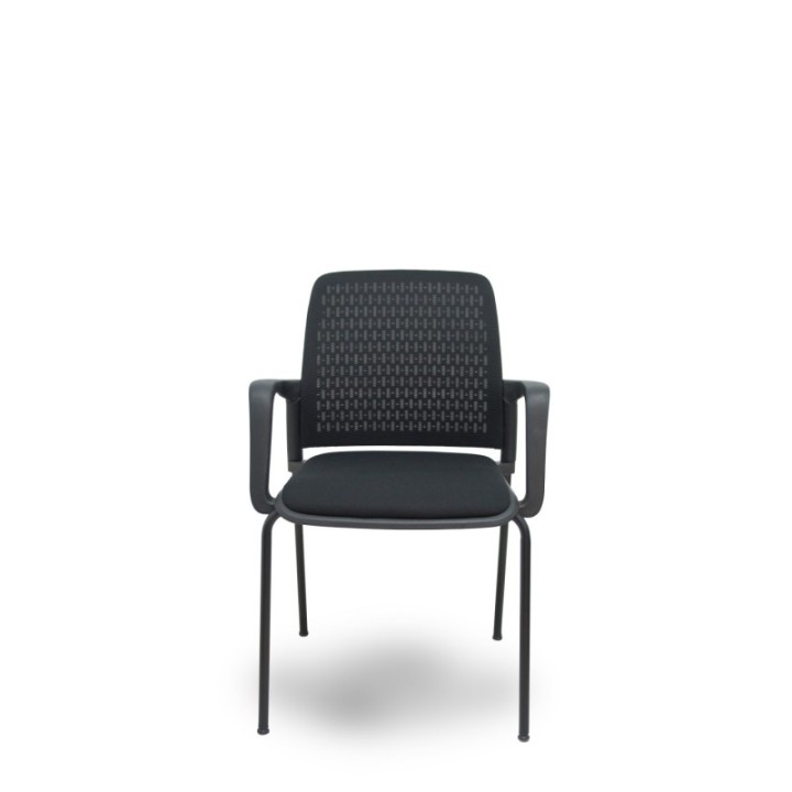 Pack 4 sillas Opti519 respaldo malla negra asiento tela negra