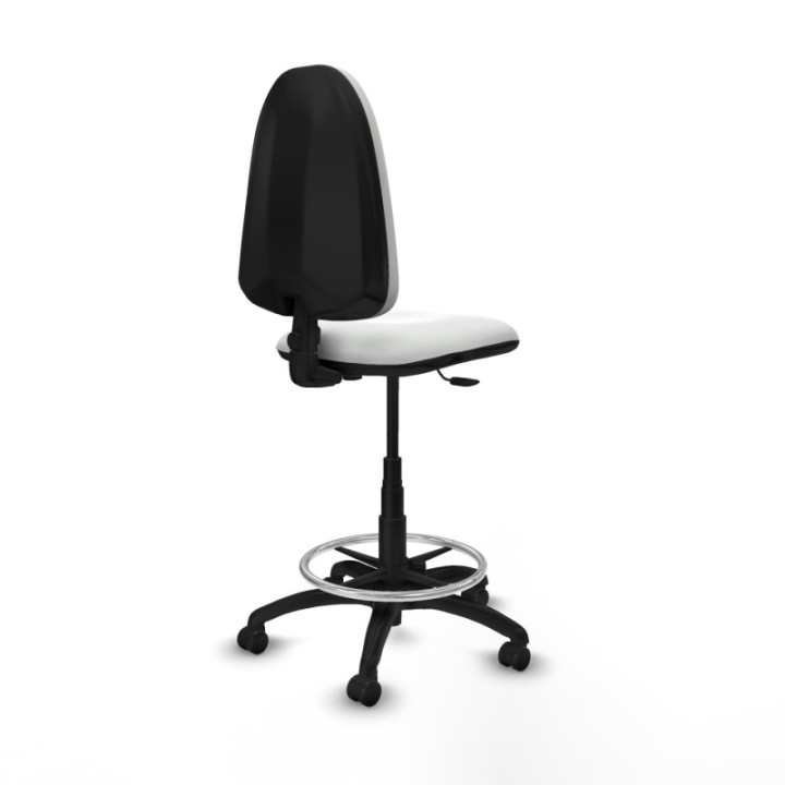 Taburete Aýna CP bali blanco base poliamida ruedas engomadas 50mm