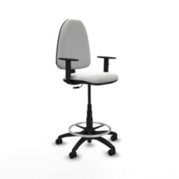 Taburete Aýna CP bali blanco brazos 1D base poliamida ruedas nailon 50mm