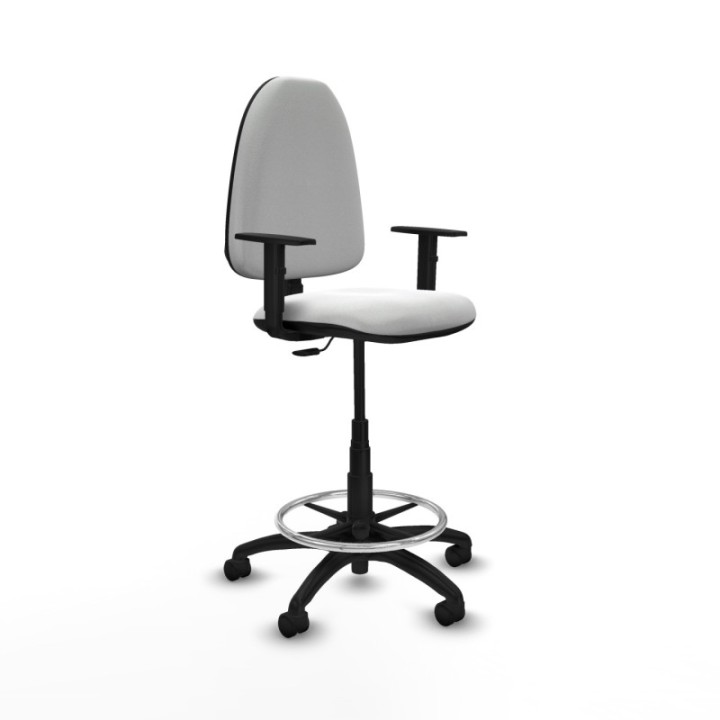 Taburete Aýna CP bali blanco brazos 1D base poliamida ruedas nailon 50mm